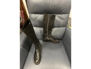 COACH black leather silver turnlock TALL FLAT riding boots